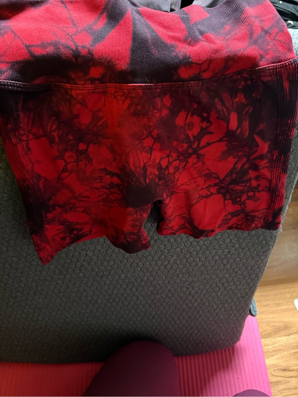 Red and Black Tie-Dye Biker Shorts